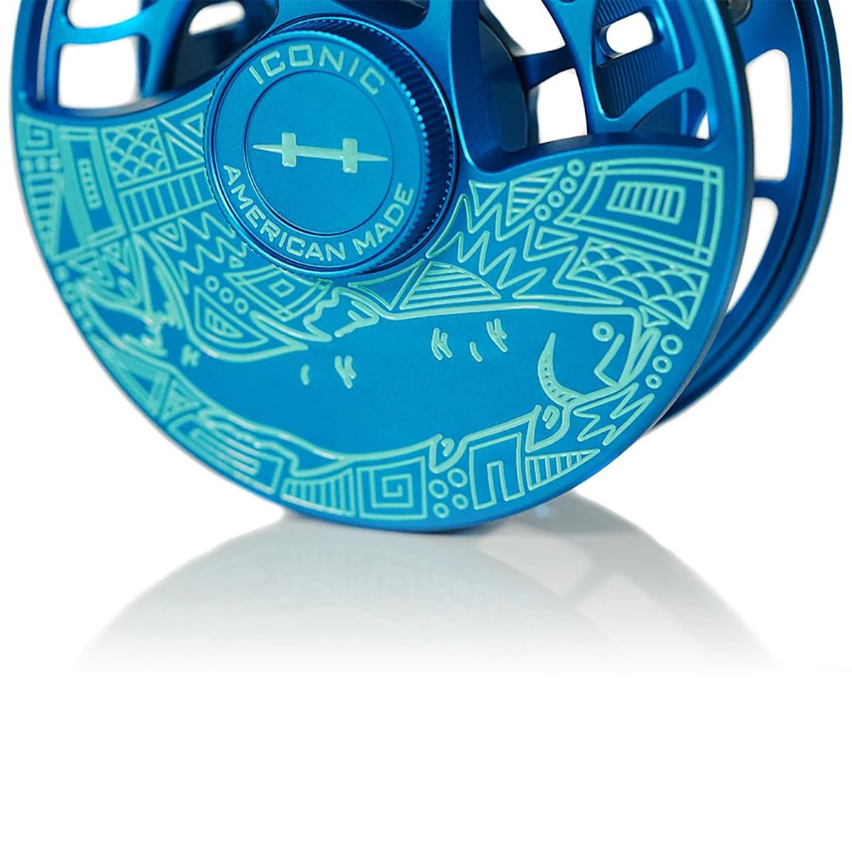 Hatch Outdoors Saltwater Slam Tarpon Iconic Fly Reel 11 Plus in Ocean Blue and Teal